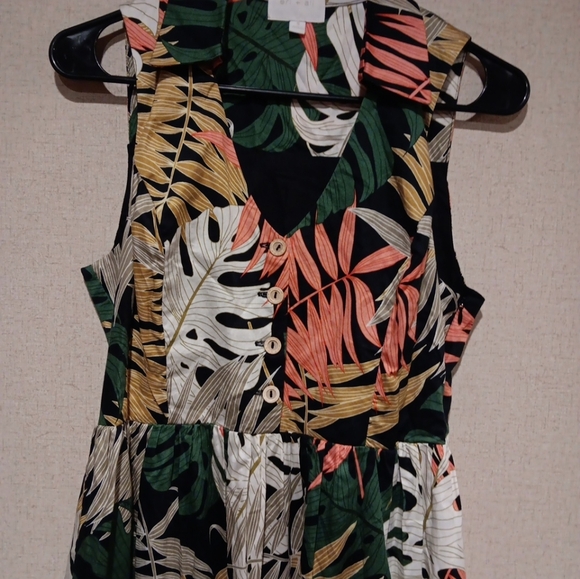 Anthropologie x Eri + Ali Sleeveless Foliage Shirtdress With Pockets Size Small - Picture 3 of 6